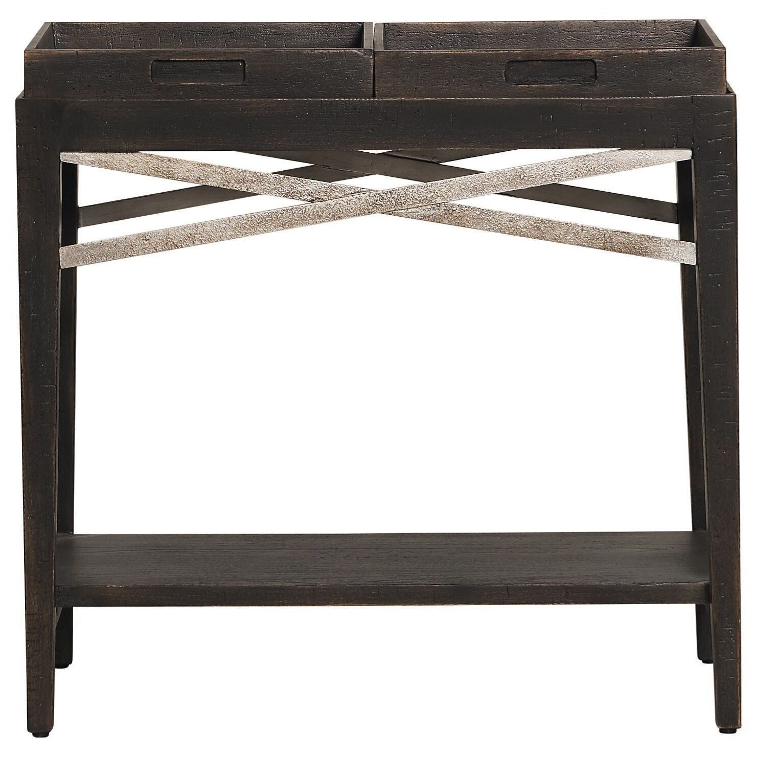 Bassett Woodridge Transitional Chairside Table with Removable Trays
